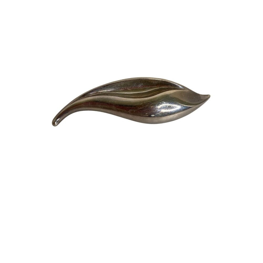 Vintage Jondell Spain 925 Sterling Silver Modernist Leaf Brooch Pin Signed Retro
